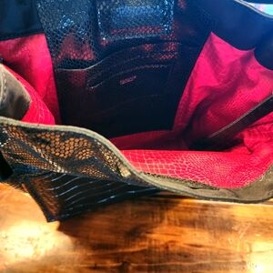 Hammitt Black Shiny snakeskin crossbody